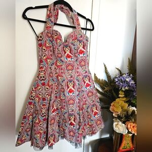 Matryoshka Pattern Pinup Halter Dress Banned Apparel Size S